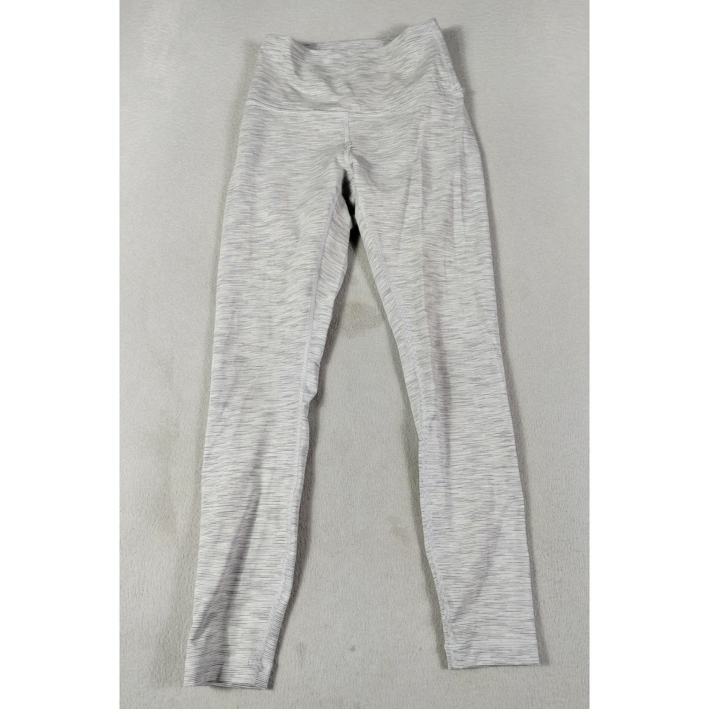 Lululemon Leggings Womens 4 Gray Striped High Rise Ankle Yoga Athletic Gym